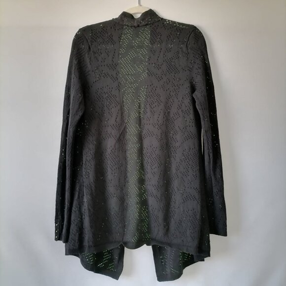 White House Black Market Women's Black Open Front Trim Shrug Sweater Size Small - Picture 4 of 8